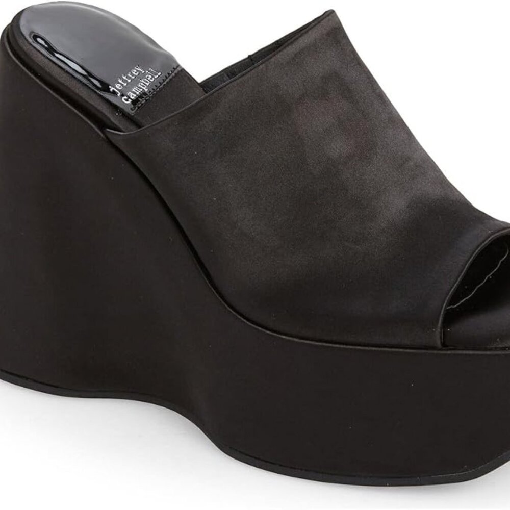 Jeffrey Campbell HIGH-UP Sandals Black Satin / 6.5